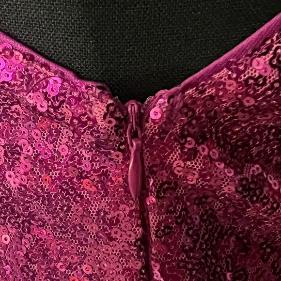 Hello Molly Sexy Glamorous Pink Sequin Open Back Mini Cocktail Party Dress Sz 6 - Picture 10 of 14